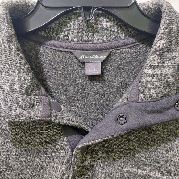 Eddie Bauer Mens Size TL Pullover Gray Radiator Sweater Fleece Snap Buttons - Picture 10 of 11